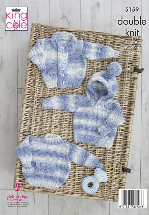 Leaflet 5159 - King Cole DK hoodie, jumper & cardigan
