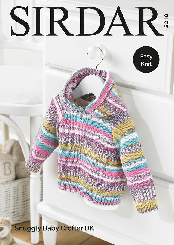 Leaflet 5210 - Sirdar Crofter jumper with hood 0 - 3 yrs