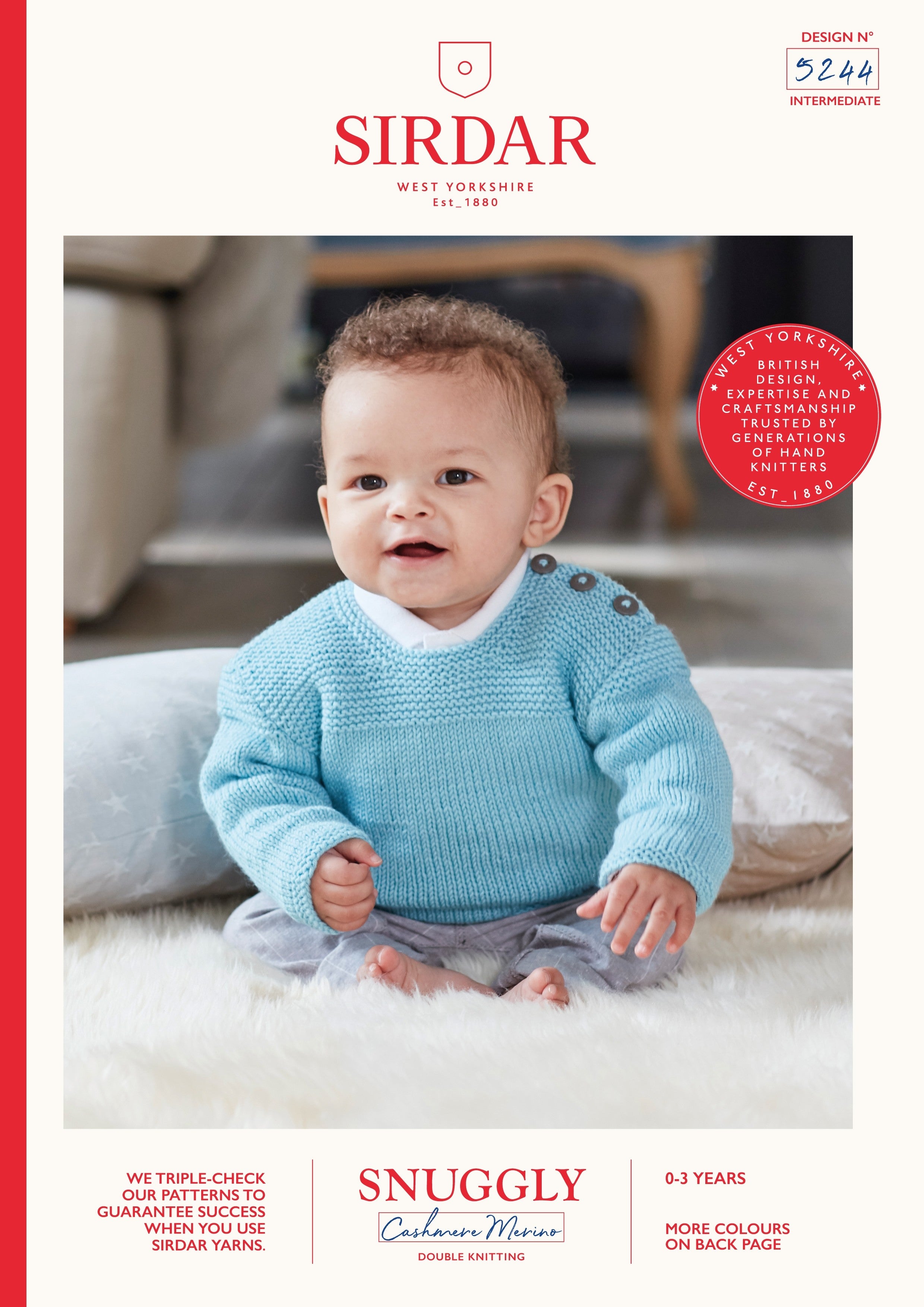 Leaflet 5244 Sirdar 8 ply jumper 0-3 yrs.