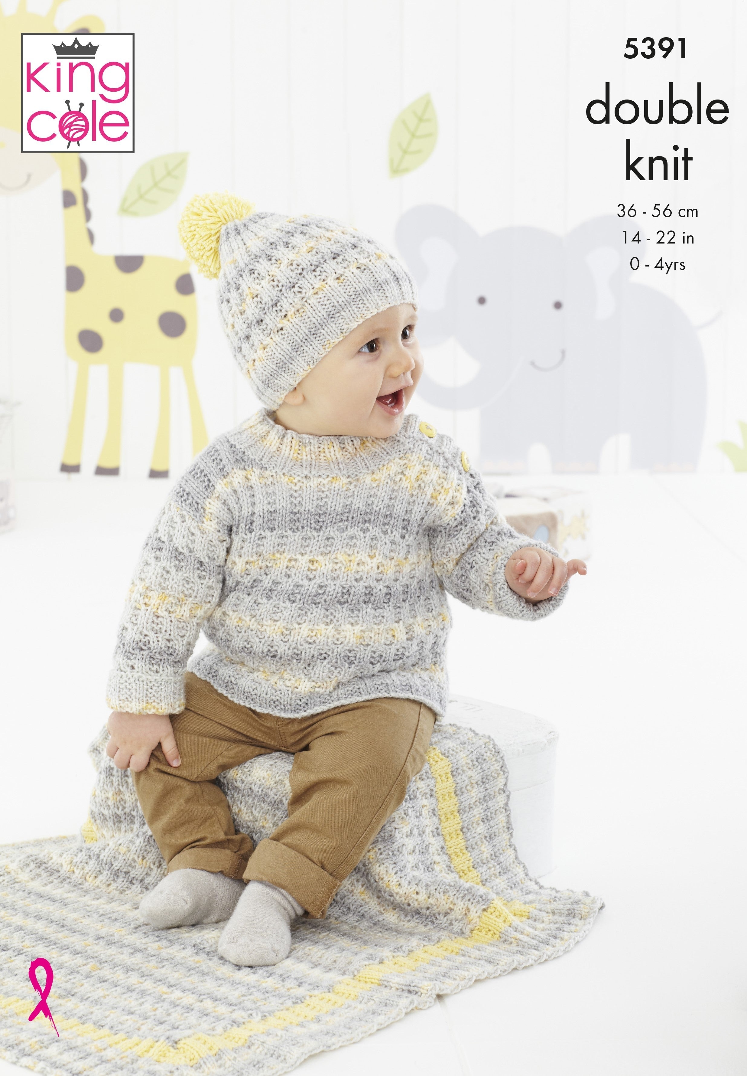 Leaflet 5391 - King Cole DK jumper, cardigan, hat & blanket