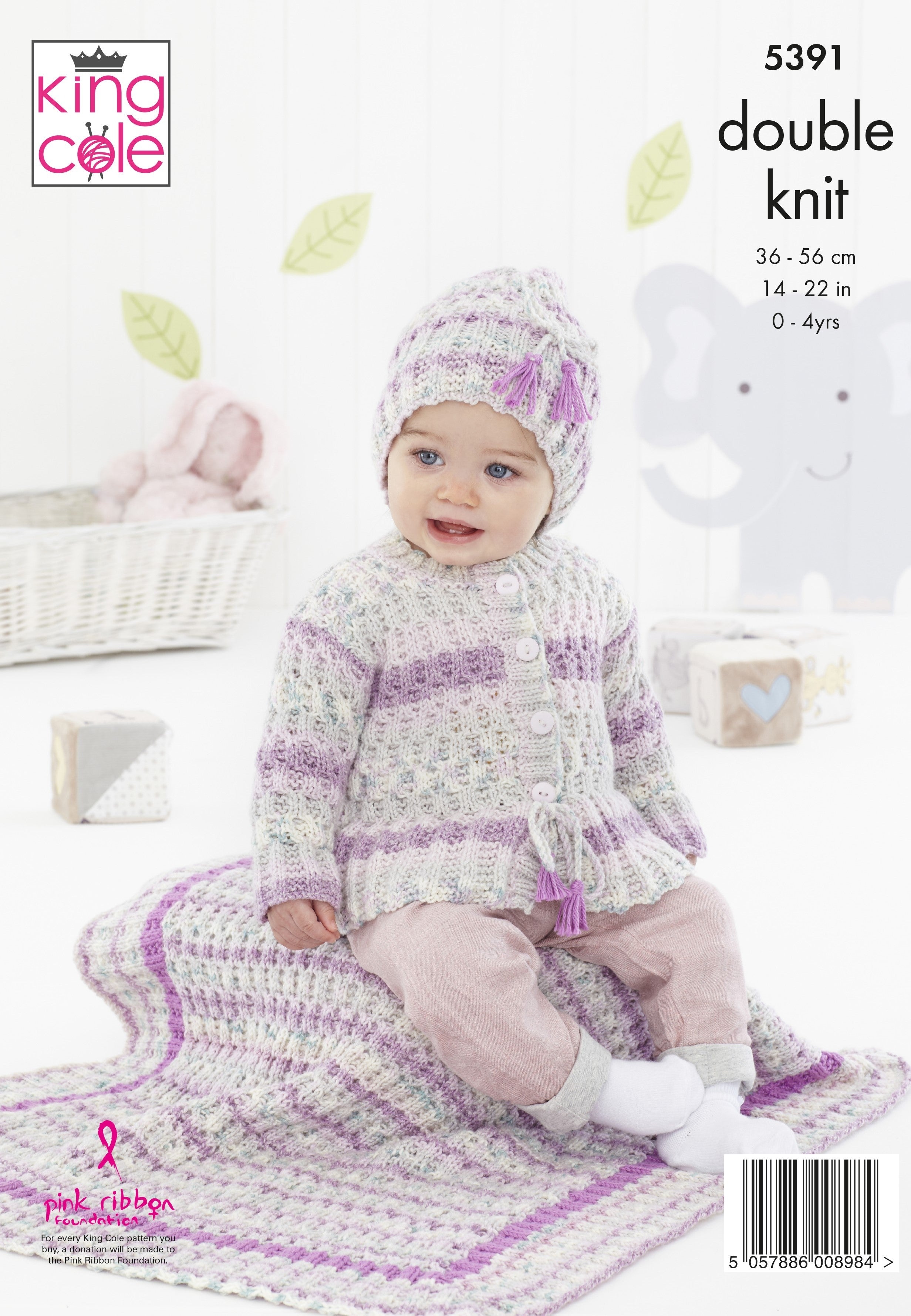 Leaflet 5391 - King Cole DK jumper, cardigan, hat & blanket