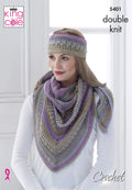 Leaflet 5401 - King Cole Riot DK - Crochet shawl, cowl, hat & headband