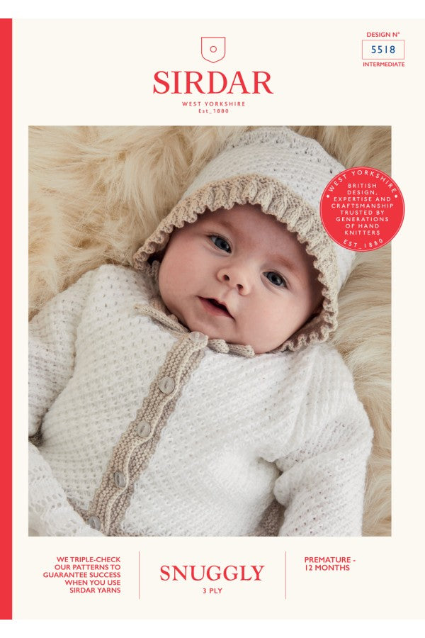 Leaflet 5518 - Sirdar 3 Ply cardigan & hat