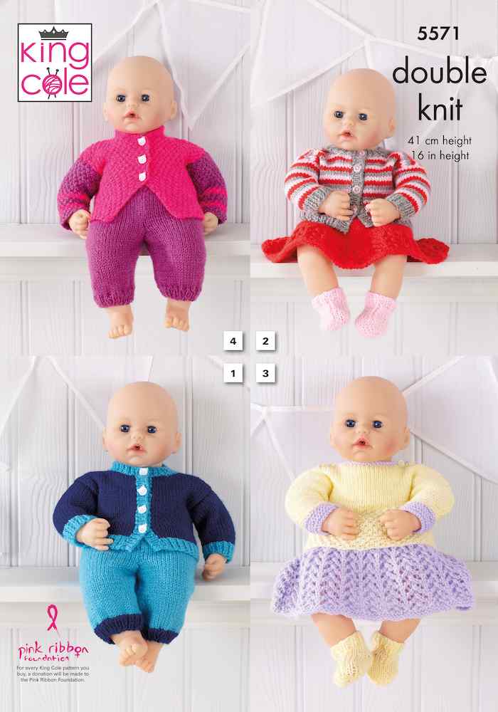 Leaflet 5571 - King Cole DK dolls clothes