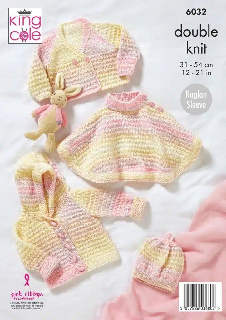 Leaflet 6032 - King Cole DK matinee jacket, cardigan & overtop