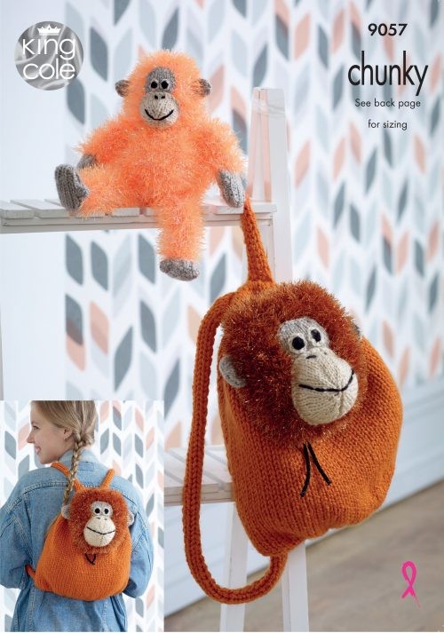 Leaflet 9057 - King Cole Tinsel orangutan toy & backpack