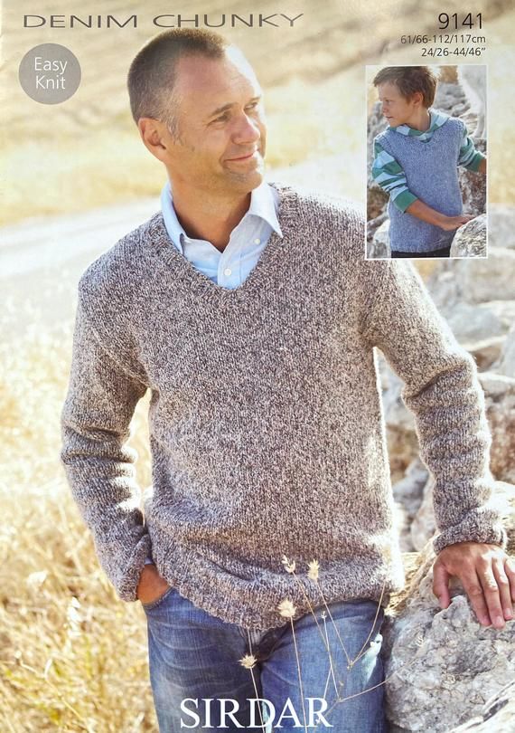 Leaflet 9141 - Sirdar 14 Ply men's jumper & vest