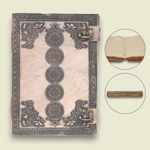 Leather Journal - Large - Circle Design Antique with Vintage Paper - SR-LJ-237 - Mooroolbark Wool