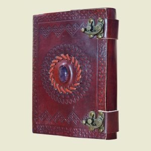 Leather Journal - Medium Amethyst Stone - Mooroolbark Wool