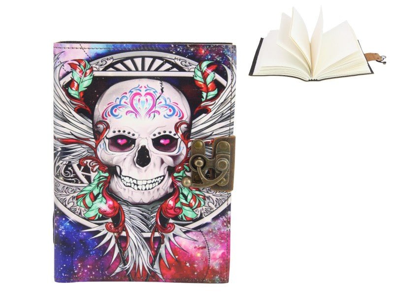 Leather Journal - Painted Skull - JOUSKULL - Mooroolbark Wool
