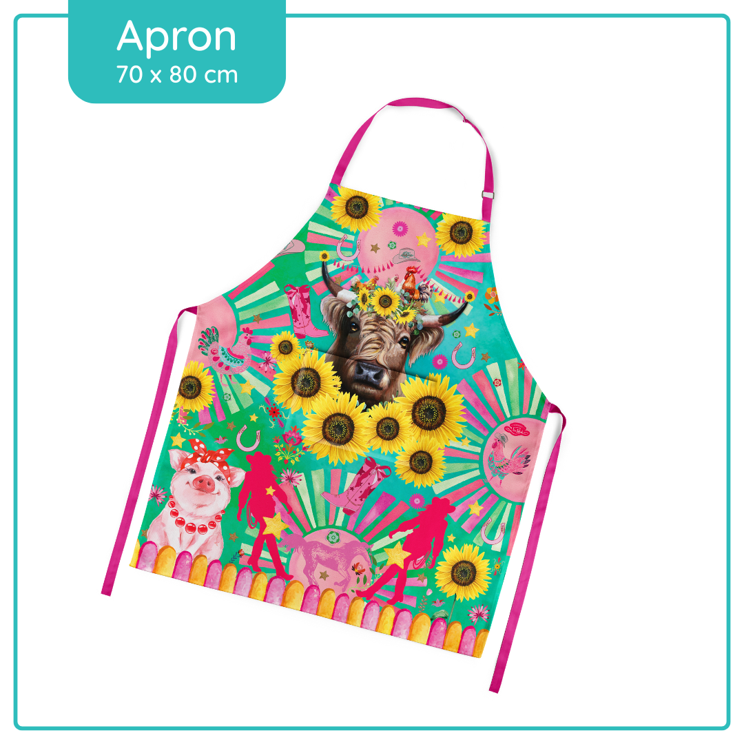Lisa Pollock Apron - Carnival Cow - AP27 - Mooroolbark Wool