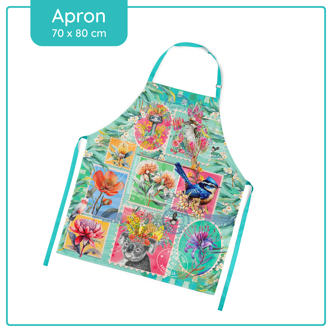 Lisa Pollock Apron - Pretty Postage - AP26 - Mooroolbark Wool
