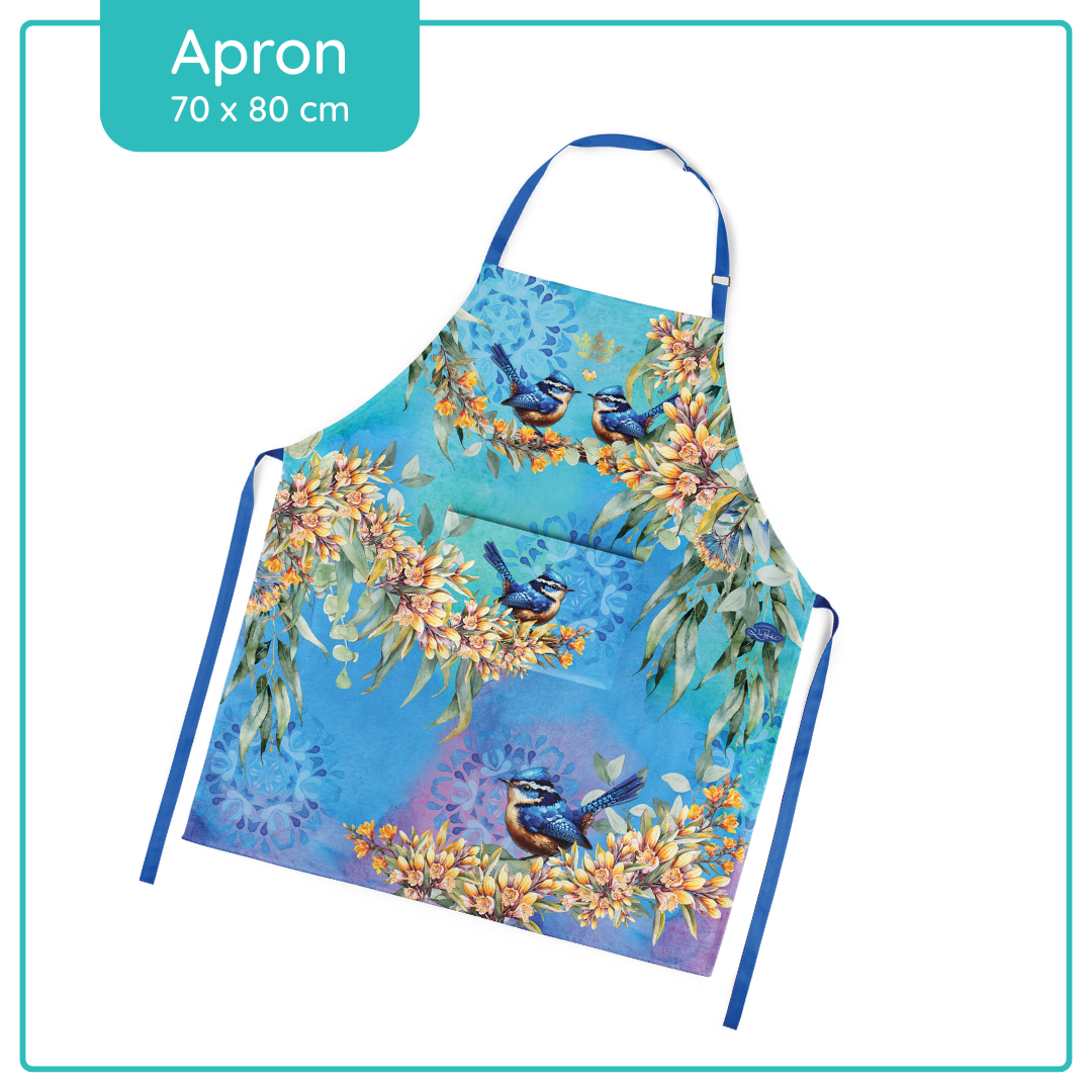 Lisa Pollock Apron - Royal Wrens - AP25 - Mooroolbark Wool