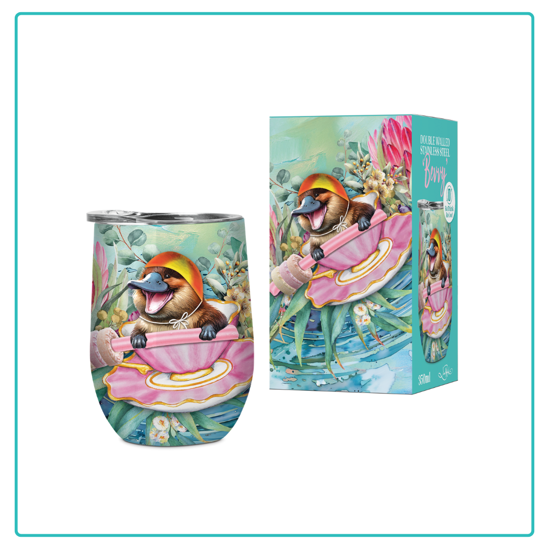 Lisa Pollock Bevvy Travel Mug 350ml - Lifesaver Platypus SSB034 - Mooroolbark Wool