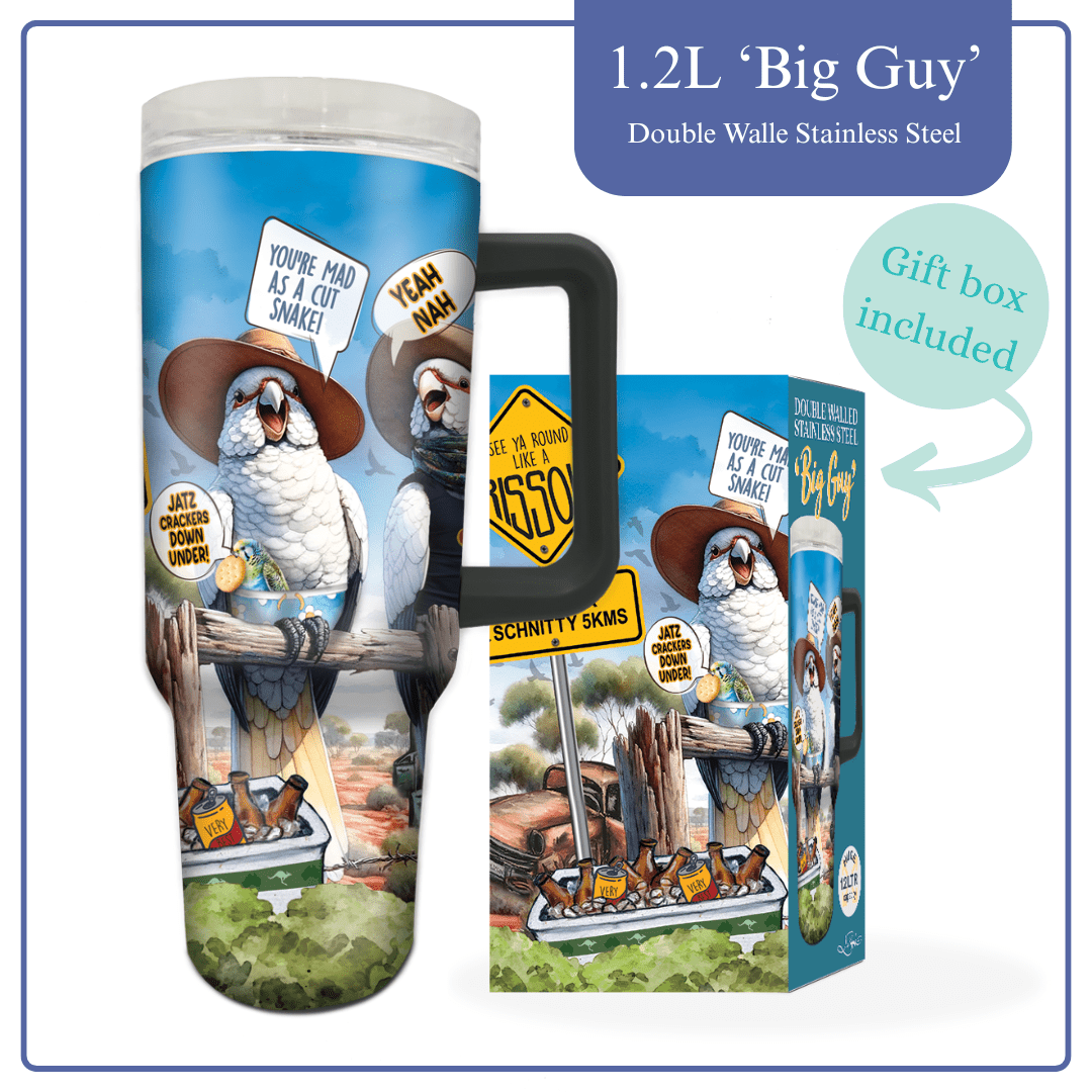 Lisa Pollock Big Guy Stainless 1.2L Mug Squawking Slang - SSBG04 - Mooroolbark Wool