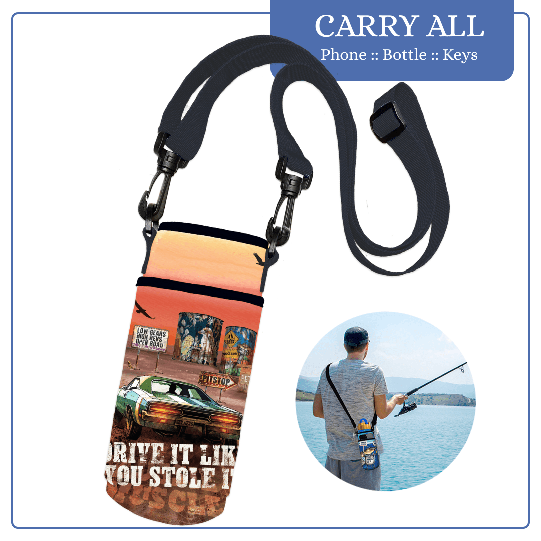 Lisa Pollock Bottle And Phone Carry All Aussie Muscle BMC16 - Mooroolbark Wool