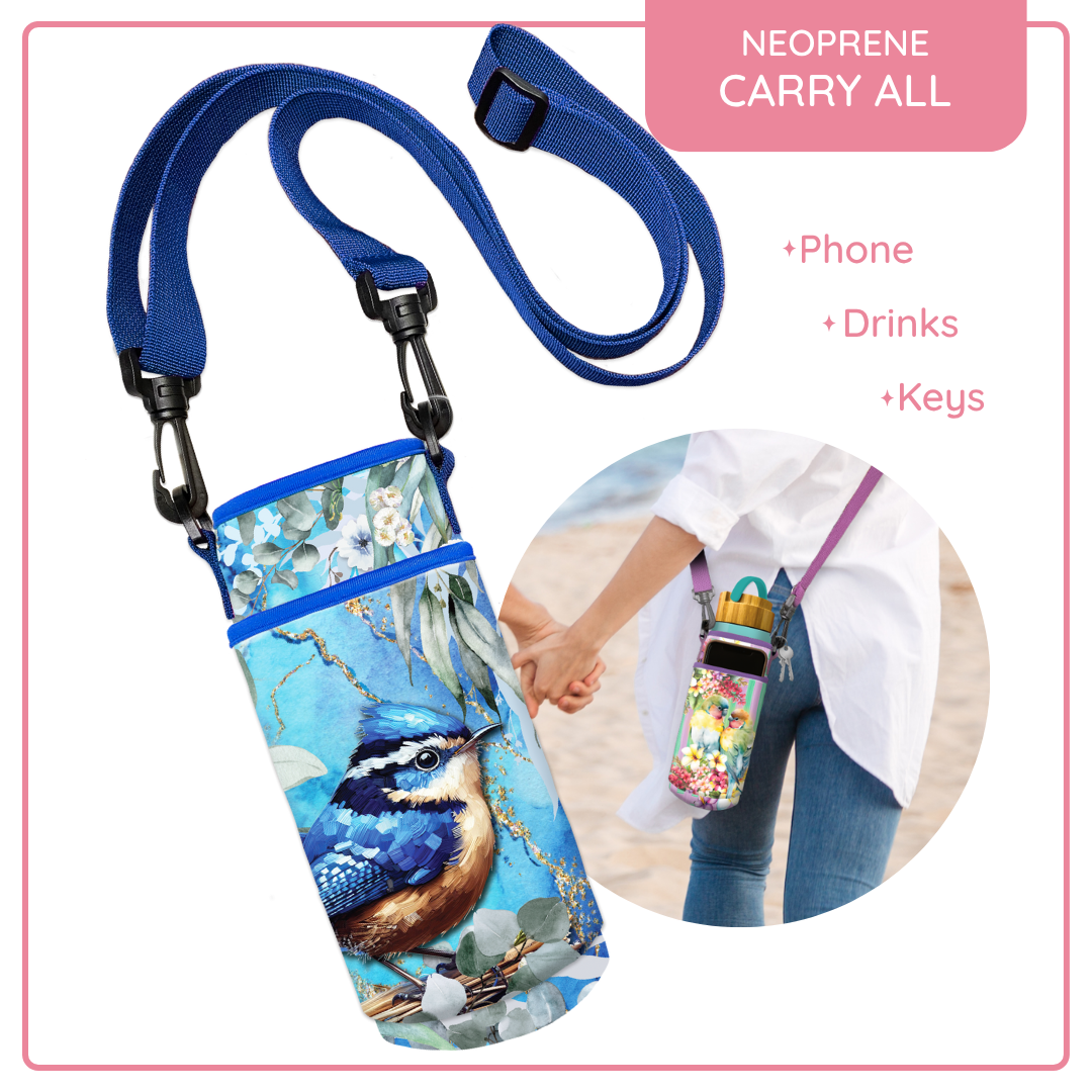 Lisa Pollock Bottle And Phone Carry All Cheeky Wrens BMC013 - Mooroolbark Wool