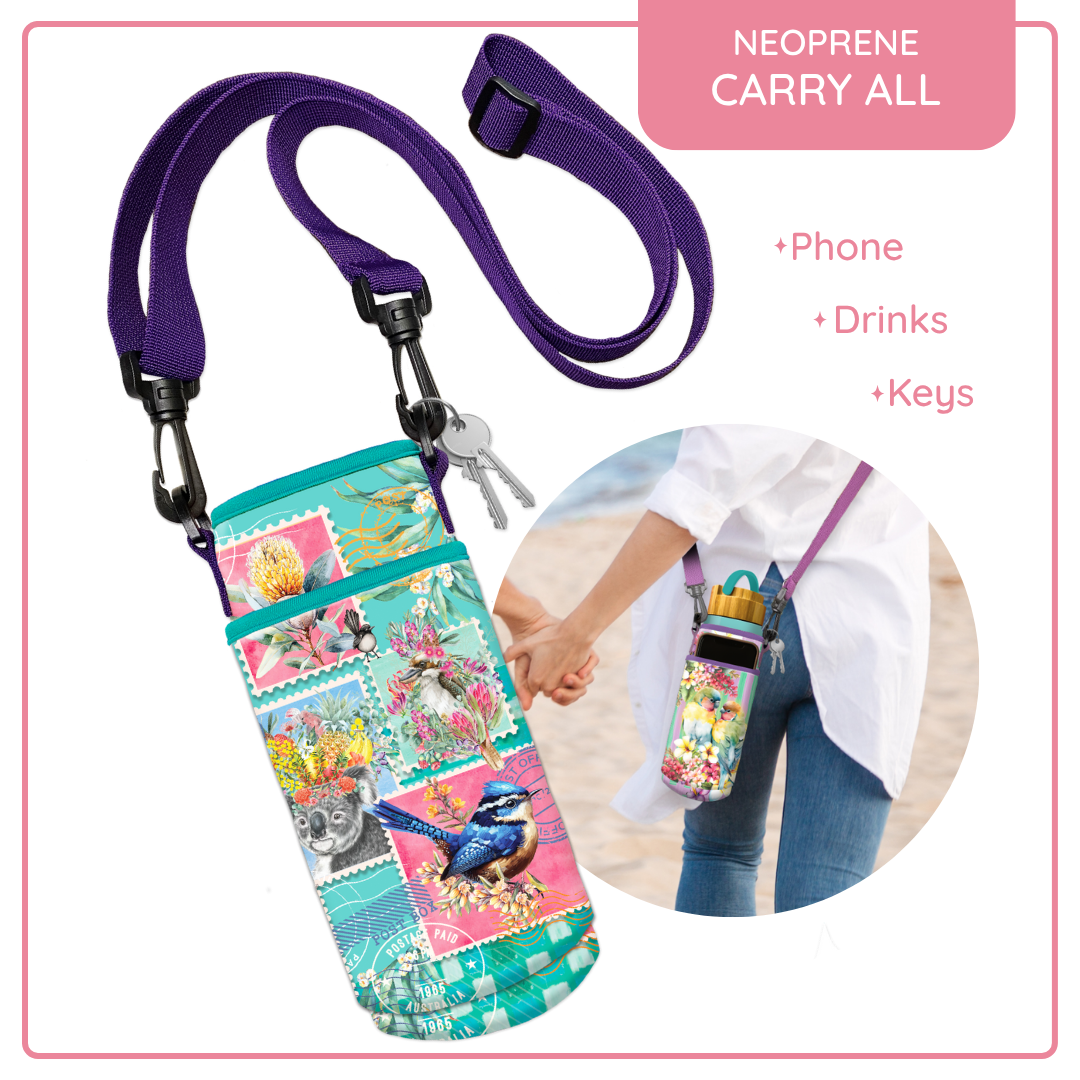 Lisa Pollock Bottle And Phone Carry All Pretty Postage BMC19 - Mooroolbark Wool