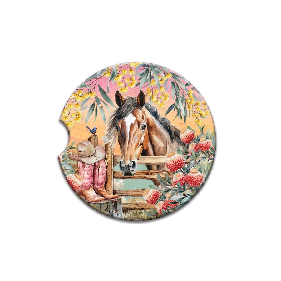 Lisa Pollock Car Coaster Country Dusk - CCC194 - Mooroolbark Wool