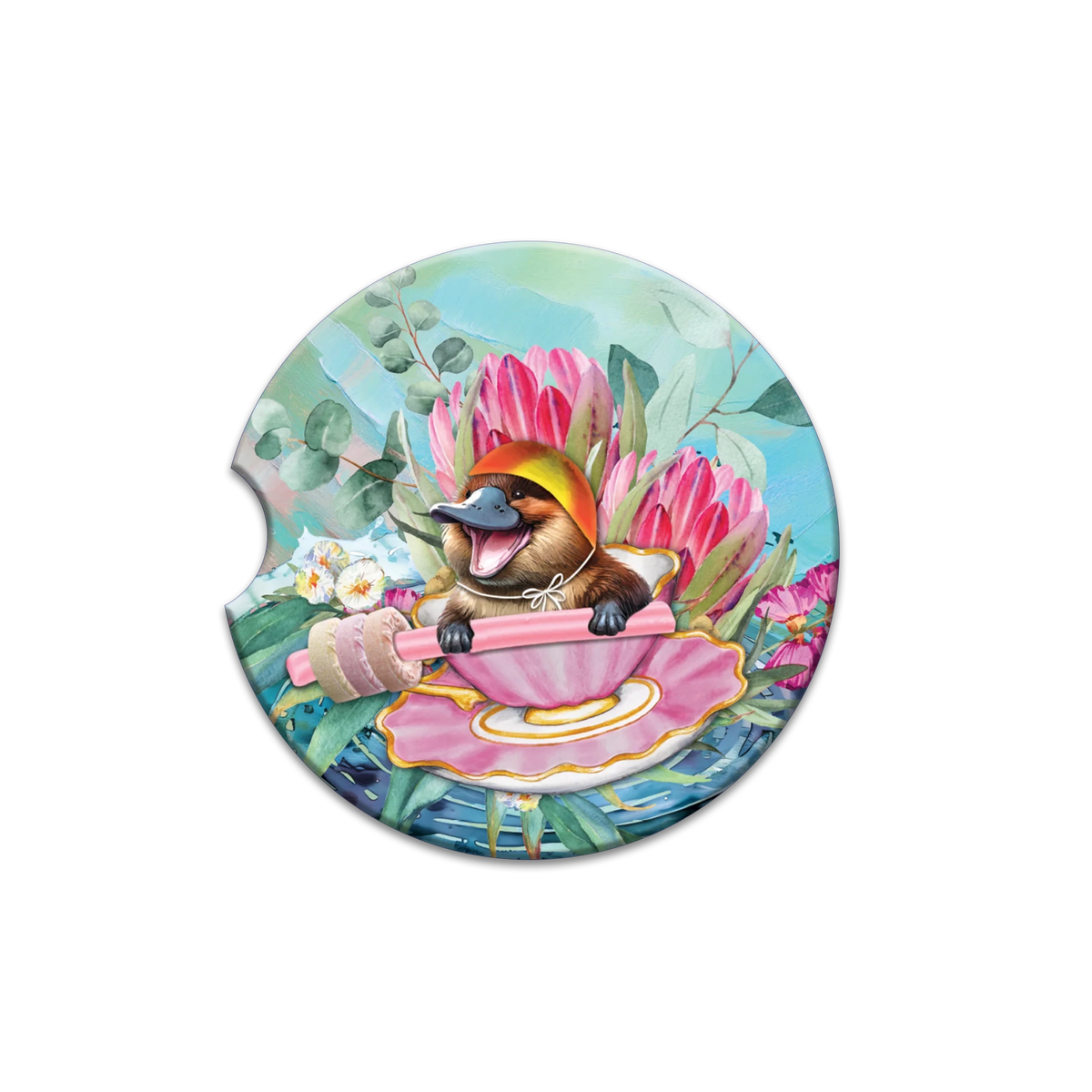 Lisa Pollock Car Coaster Lifesaver Platypus - CCC187 - Mooroolbark Wool
