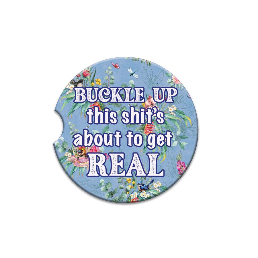 Lisa Pollock Car Coaster Buckle Up - CCC171