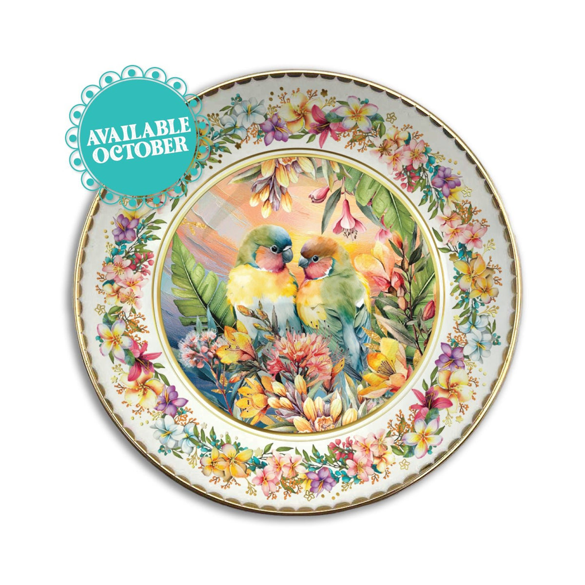 Lisa Pollock Ceramic Trinket Dish-Love Birds - CTD04 - Mooroolbark Wool