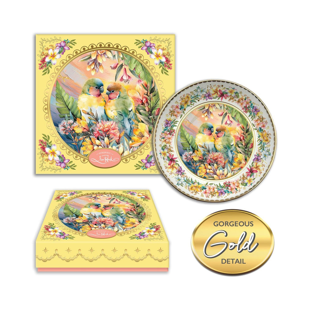 Lisa Pollock Ceramic Trinket Dish-Love Birds - CTD04 - Mooroolbark Wool