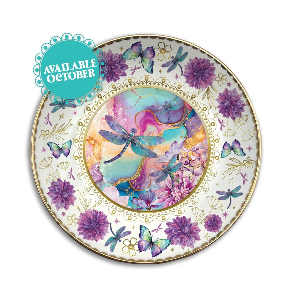 Lisa Pollock Ceramic Trinket Dish-Playful Dragonfly - CTD03 - Mooroolbark Wool