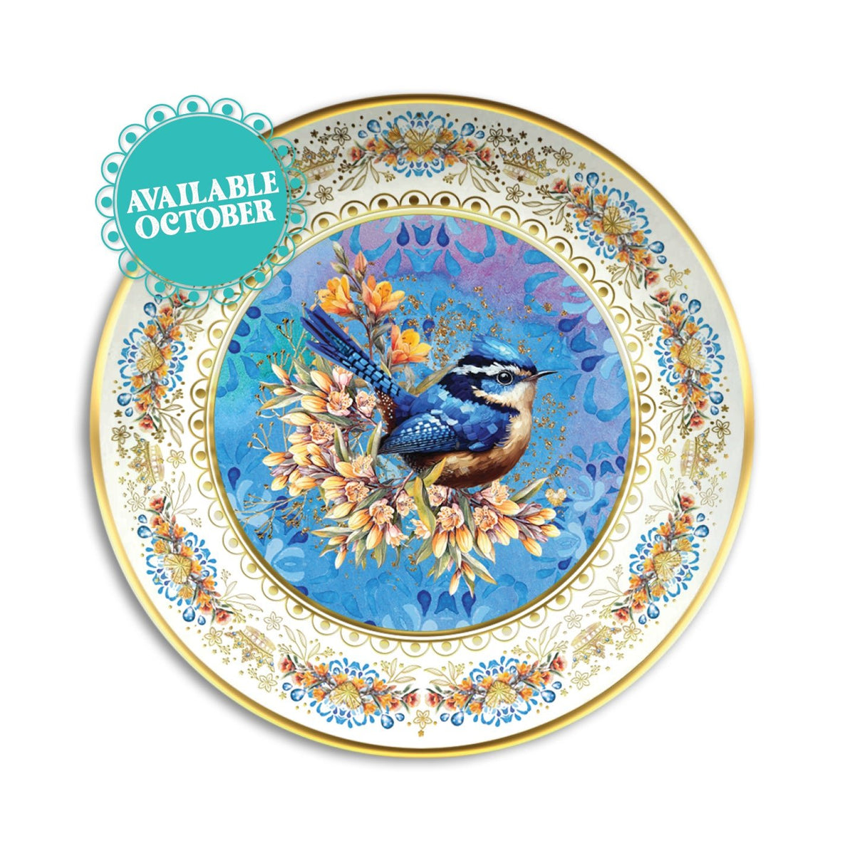 Lisa Pollock Ceramic Trinket Dish-Royal Wrens - CTD01  X disc - Mooroolbark Wool