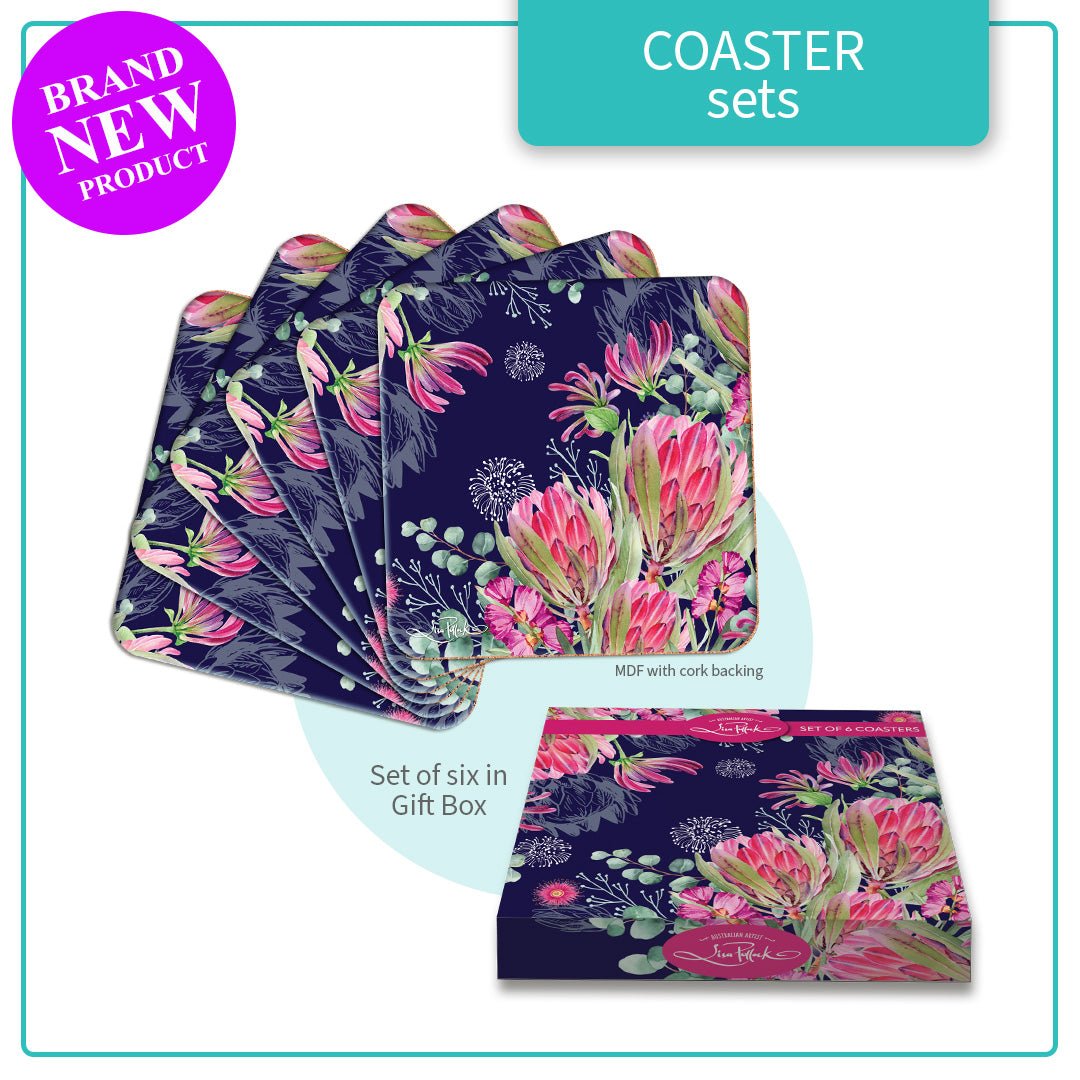 Lisa Pollock Coasters Set - CSTR02 - Blush Beauty - Mooroolbark Wool