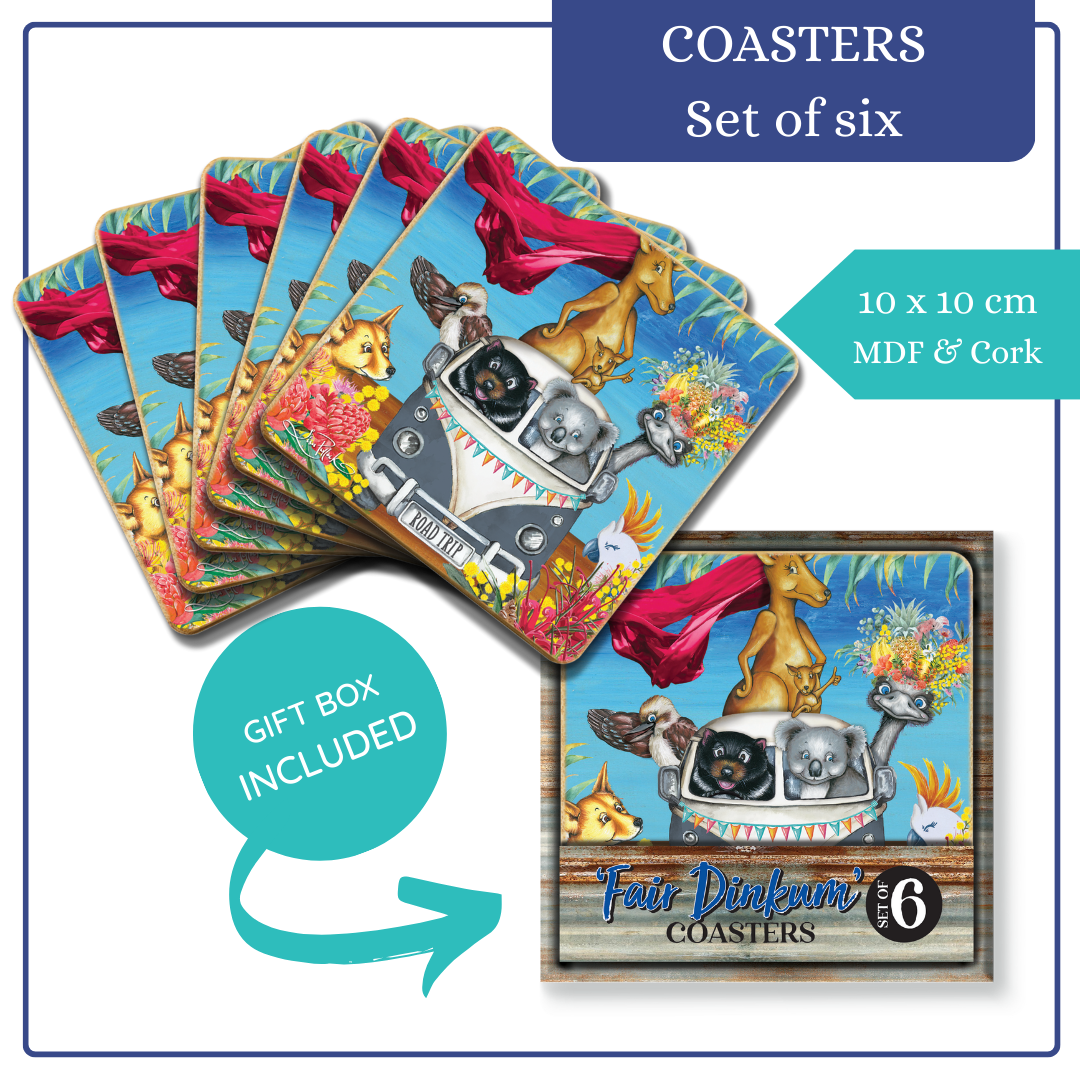 Lisa Pollock Coasters Set - CSTR11 - Priscilla - Mooroolbark Wool