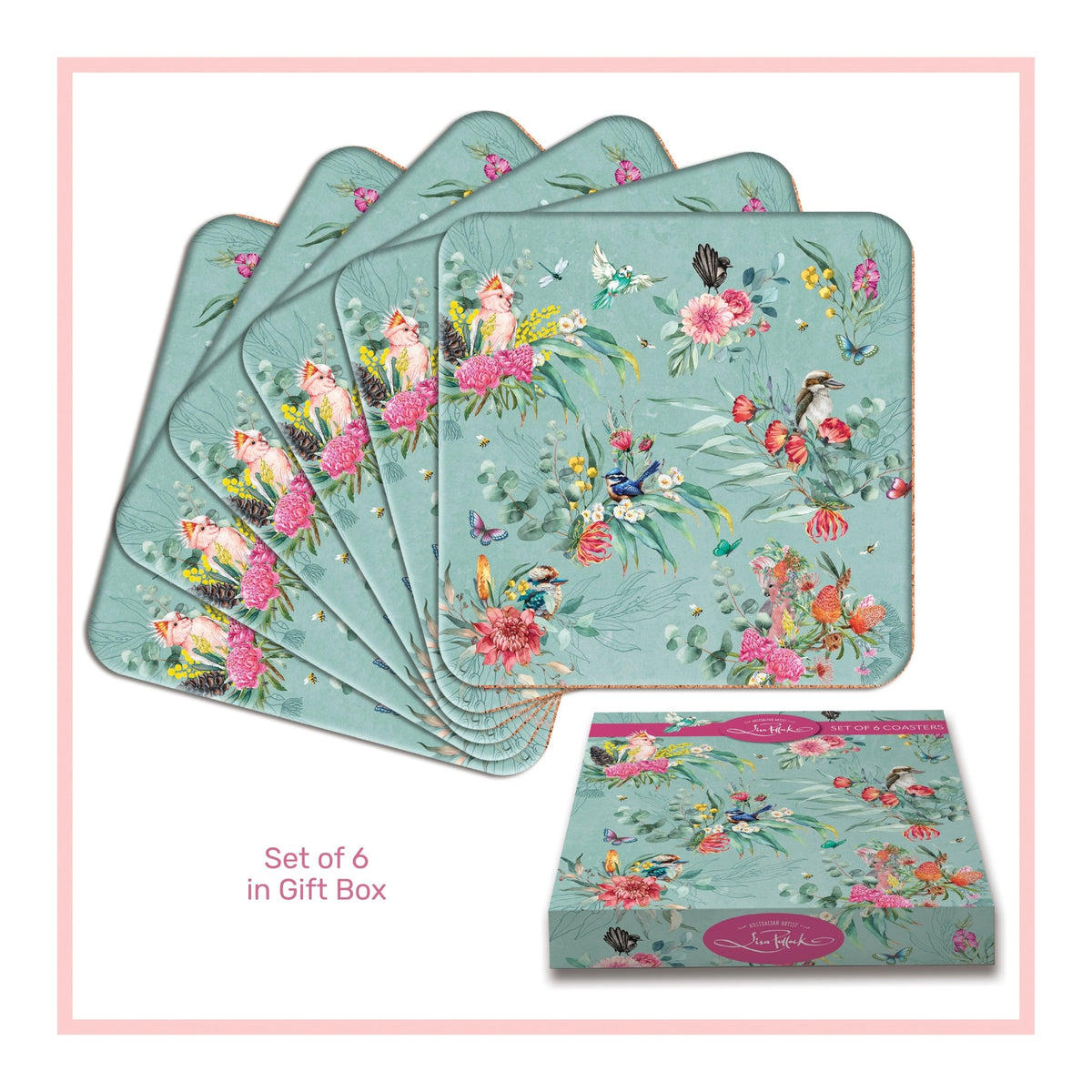 Lisa Pollock Coasters Set - CSTR17 - Flauna Fauna - Mooroolbark Wool