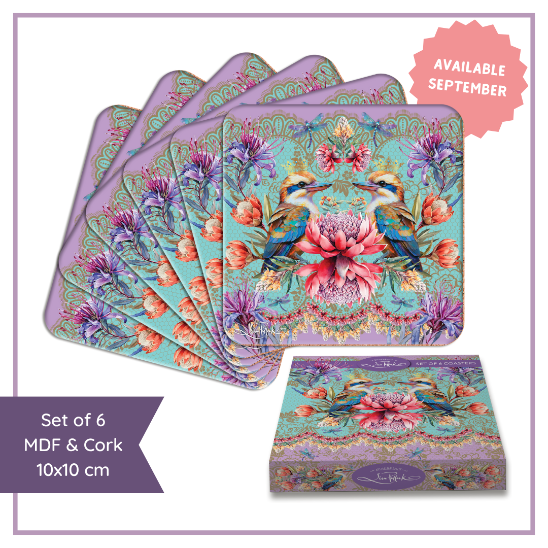 Lisa Pollock Coasters Set - CSTR20 - Vintage Kookas - Mooroolbark Wool