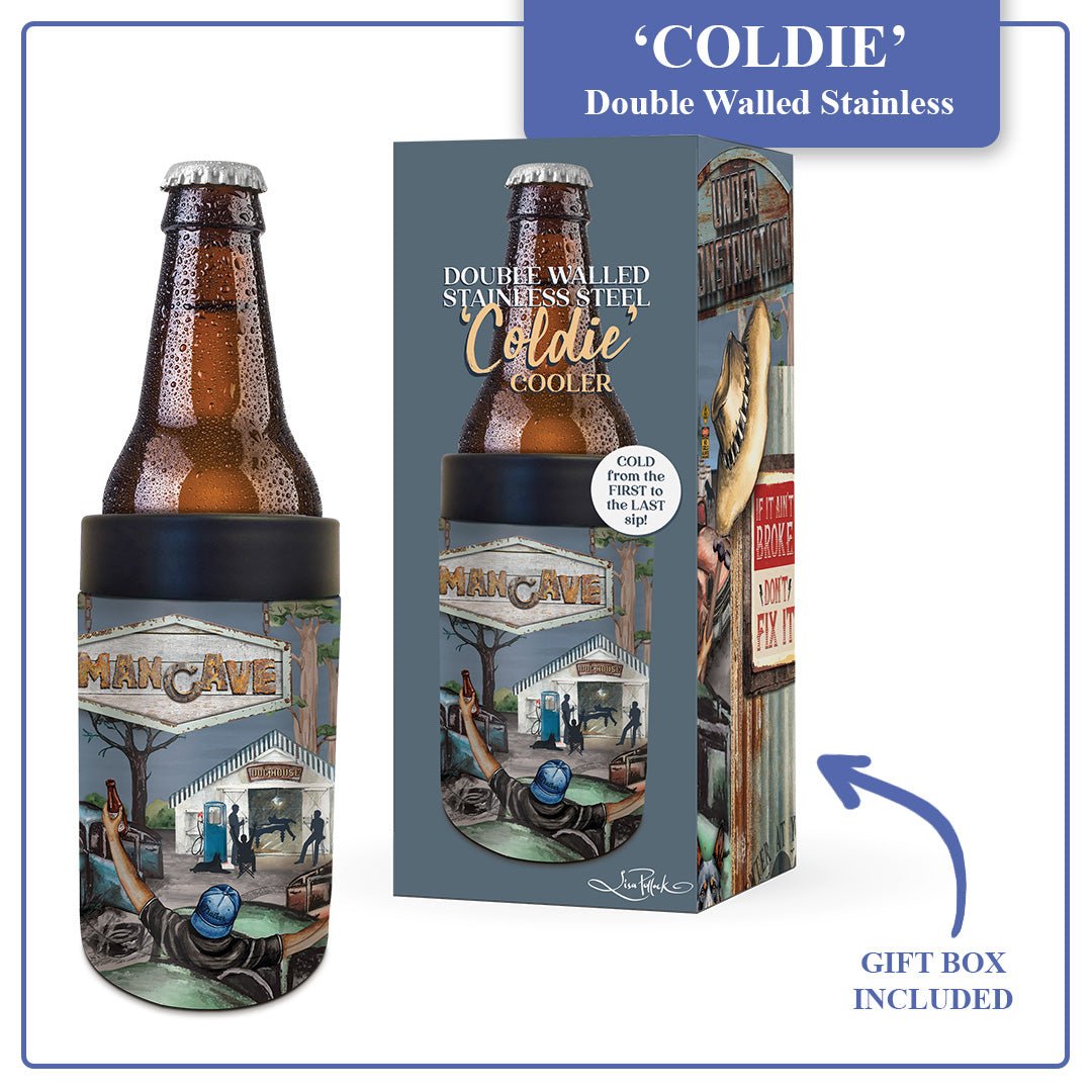 Lisa Pollock Coldie Cooler Man Cave -  TCH18                       X disc - Mooroolbark Wool