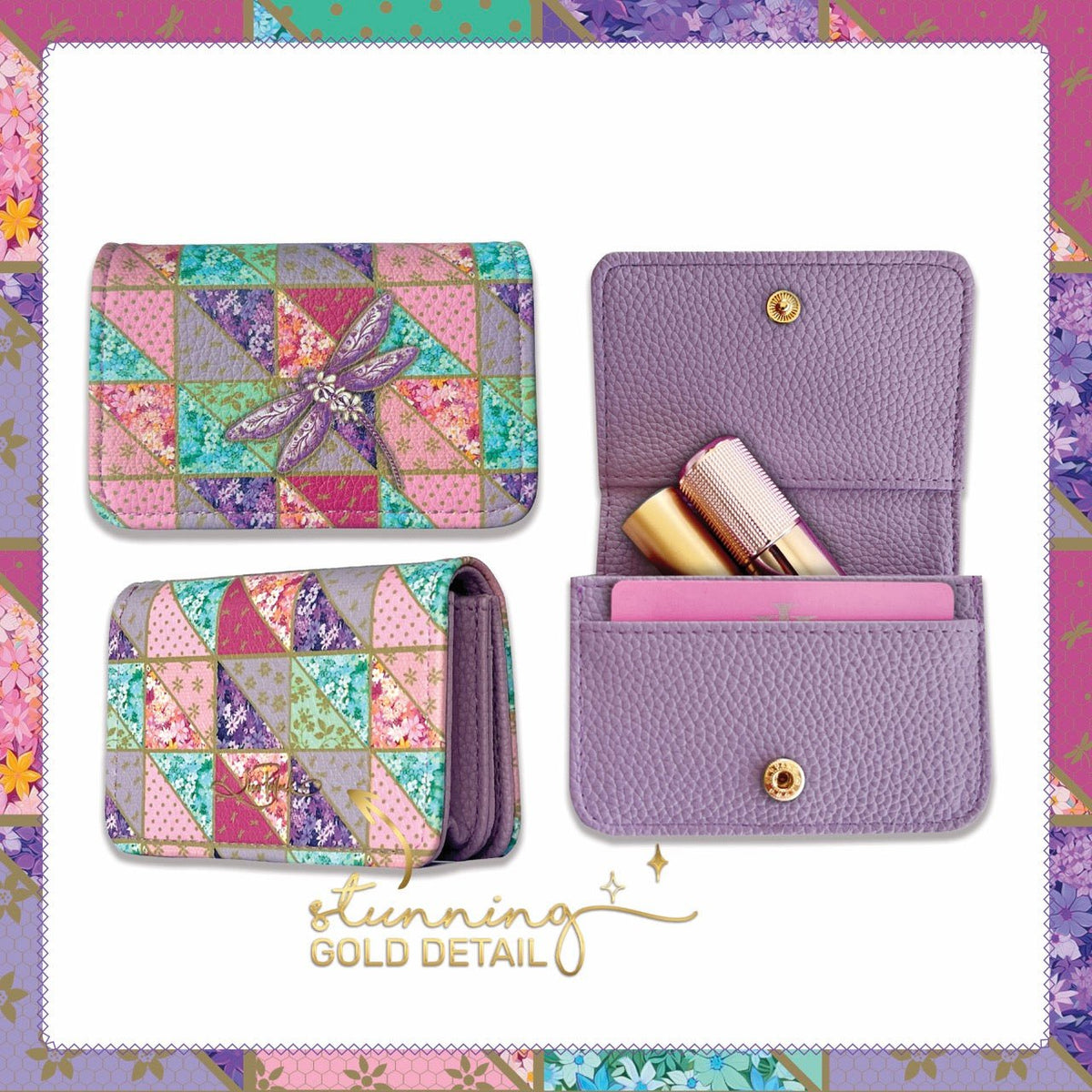 Lisa Pollock Compact Card Wallet - Dragonfly - Mooroolbark Wool