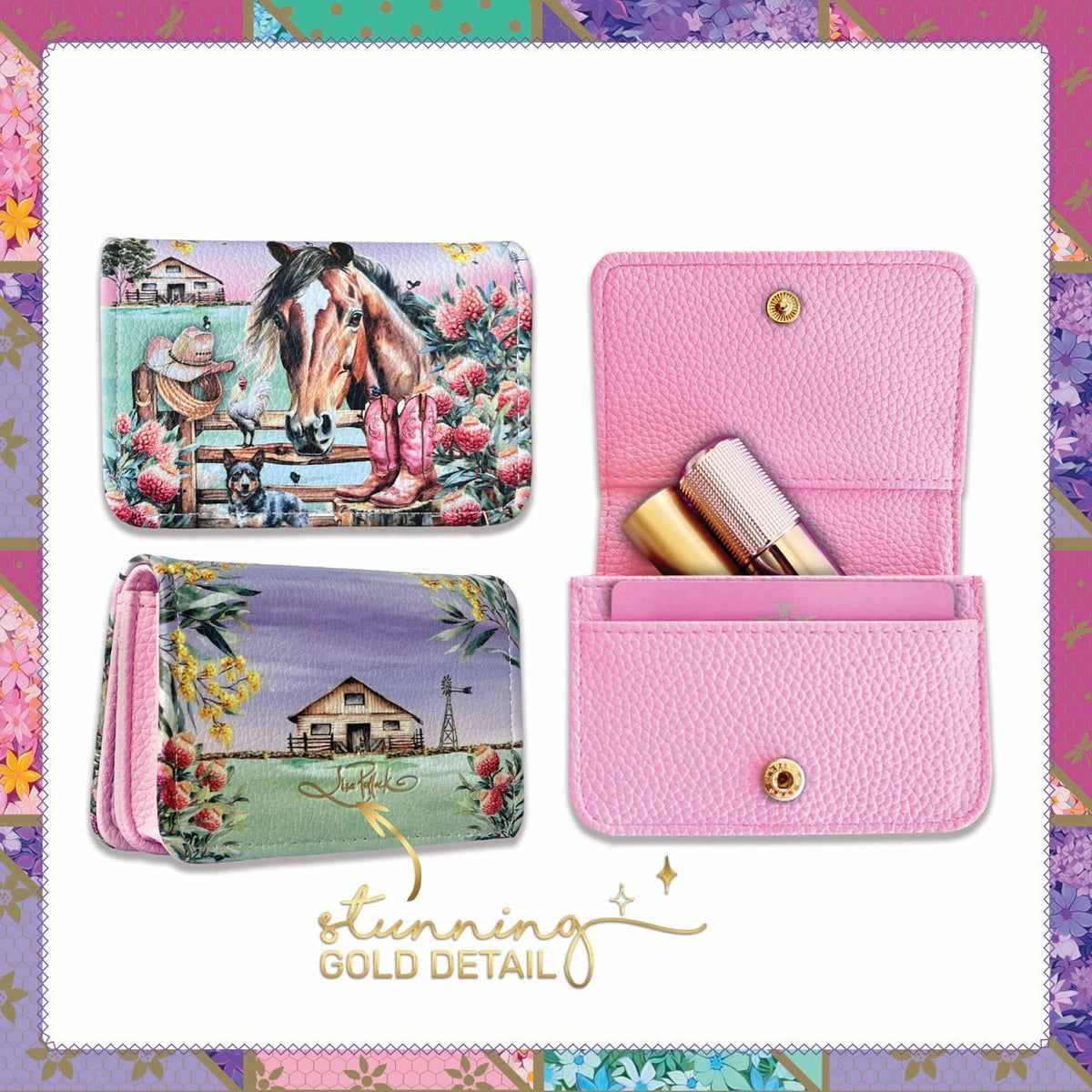 Lisa Pollock Compact Card Wallet - Horse - Mooroolbark Wool