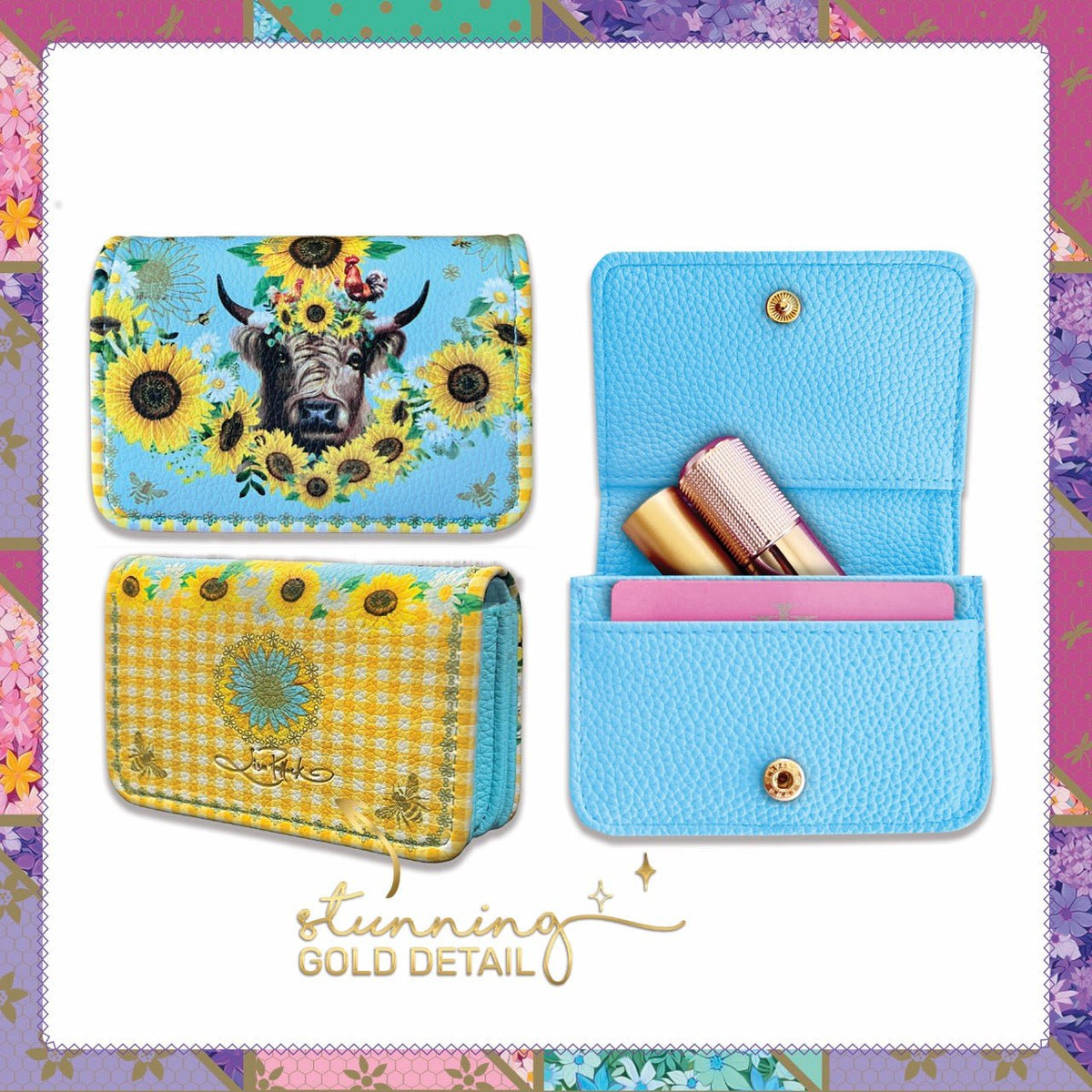 Lisa Pollock Compact Card Wallet - Sunflower - Mooroolbark Wool