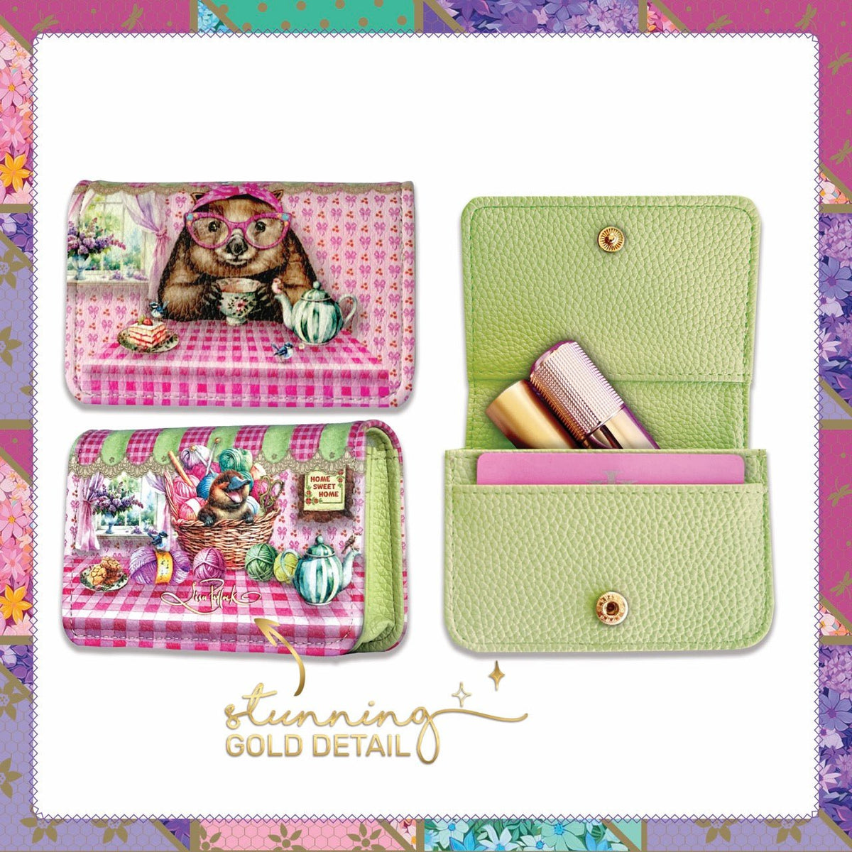 Lisa Pollock Compact Card Wallet - Wonda Wombat - Mooroolbark Wool