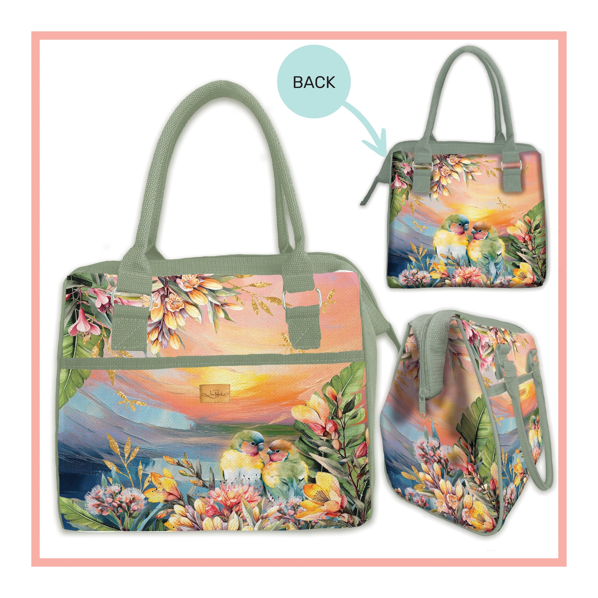 Lisa Pollock Lunch Cooler Bag - Sunset Love Birds - LCB11