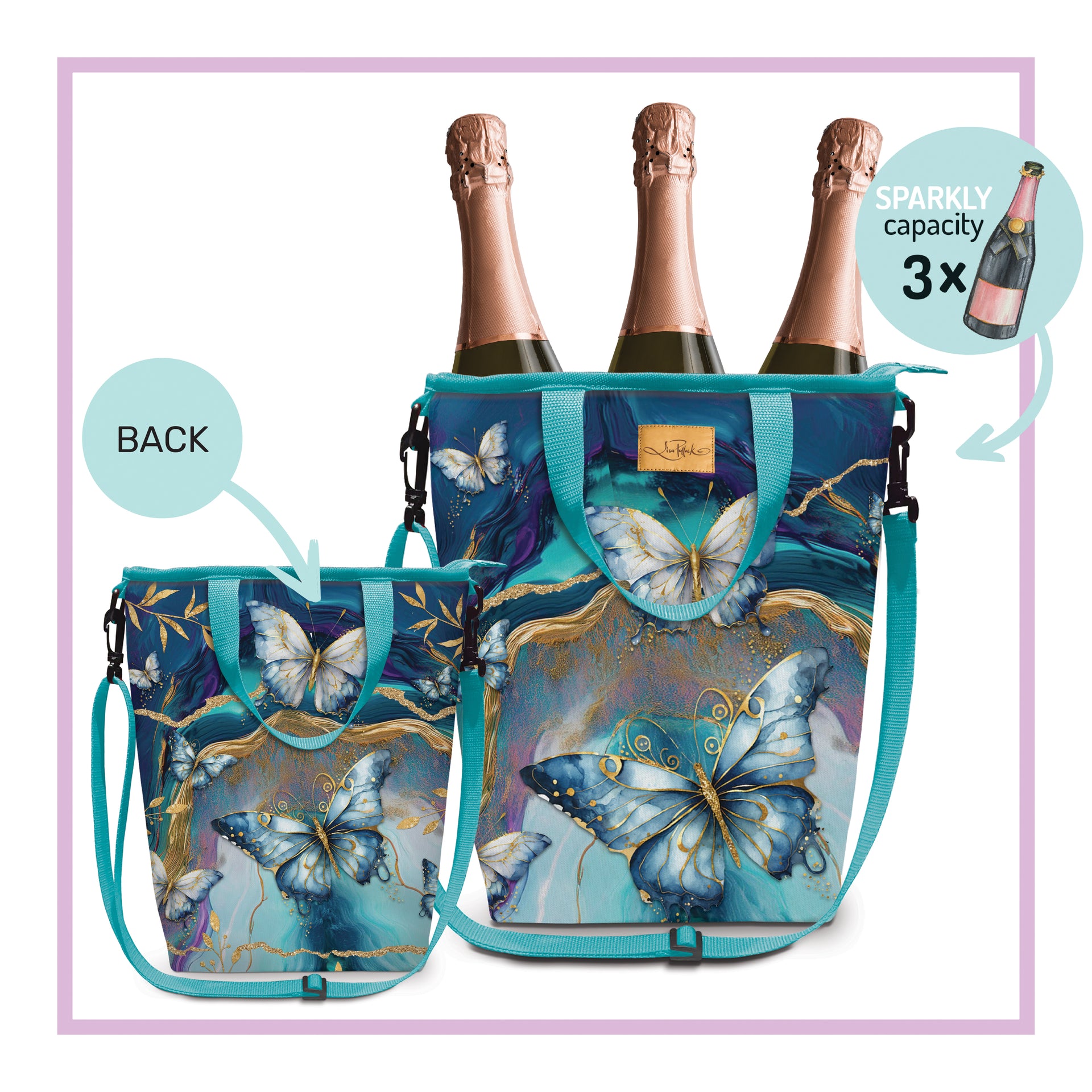 Lisa Pollock Insulated Cooler Bag Tranquil Butterflies -CCB31