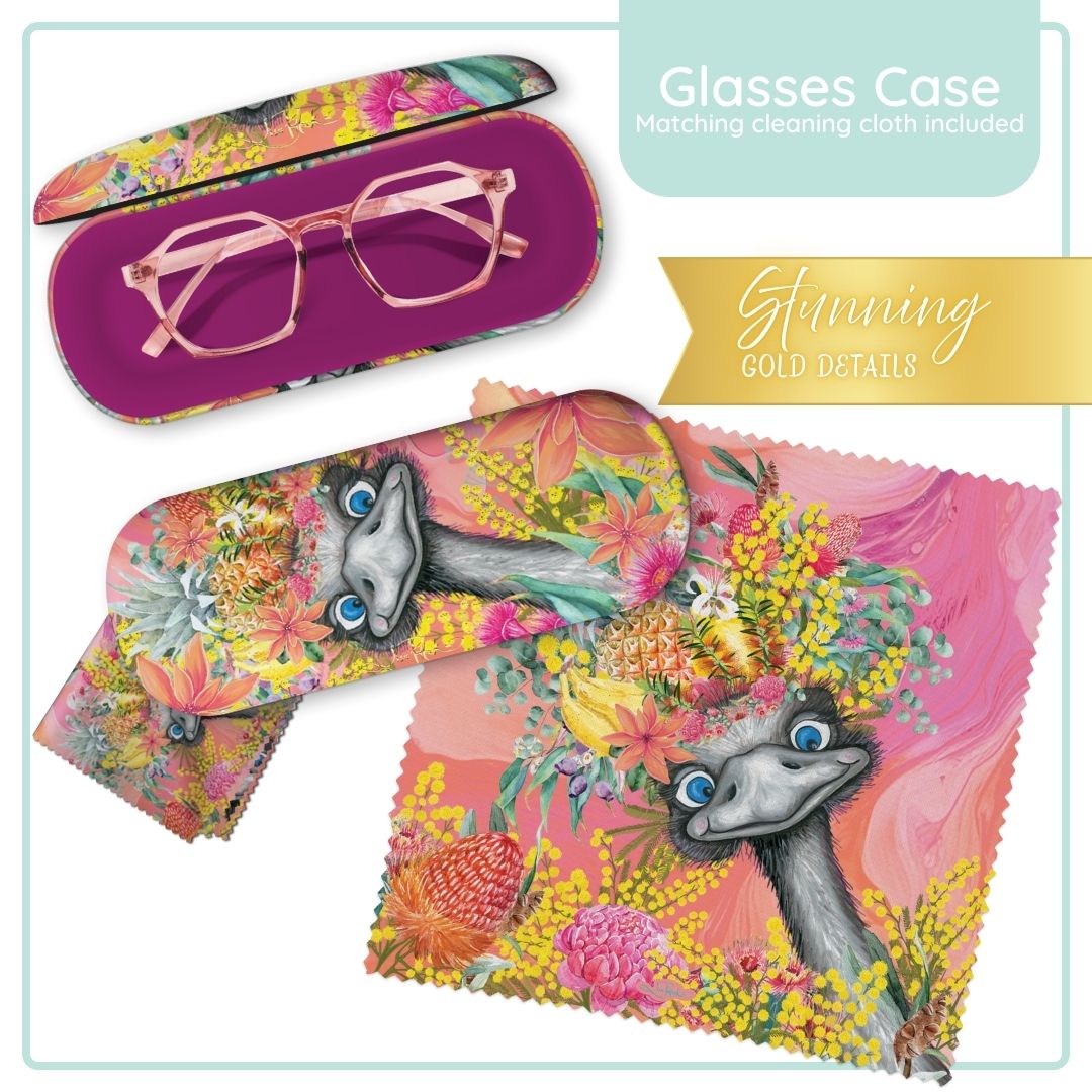Lisa Pollock Glasses Case Happy Emu - GC64 - Mooroolbark Wool