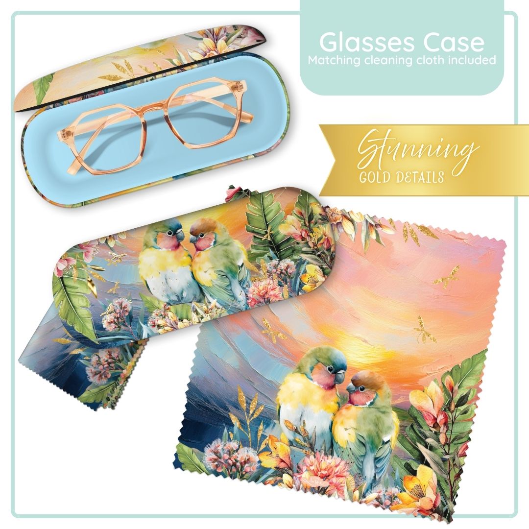 Lisa Pollock Glasses Case Love Birds - GC77 - Mooroolbark Wool