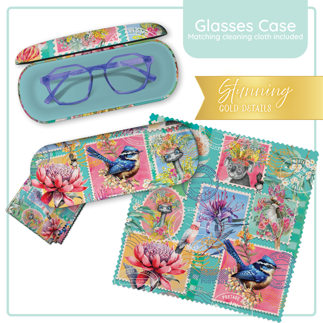 Lisa Pollock Glasses Case Pretty Postage - GC85 - Mooroolbark Wool