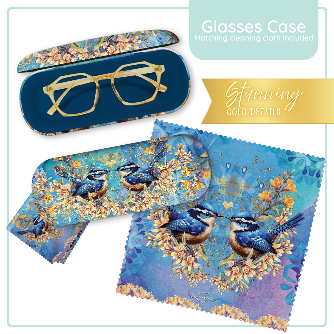 Lisa Pollock Glasses Case Royal Wrens - GC81 - Mooroolbark Wool