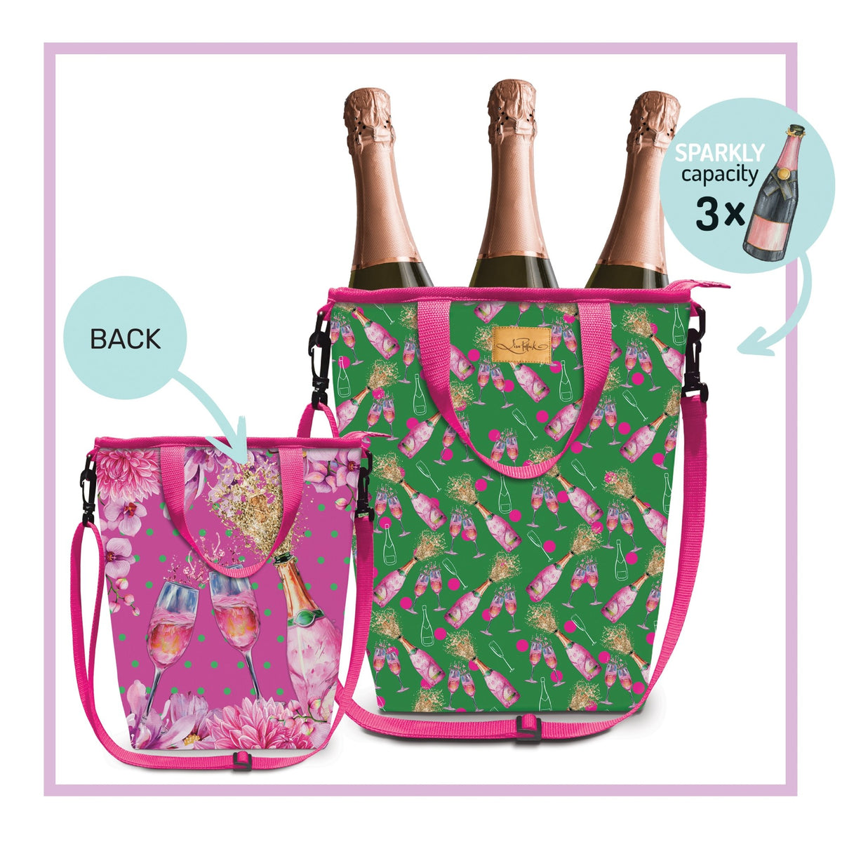 Lisa Pollock Insulated Cooler Bag Champagne Poppers - CCB33 - Mooroolbark Wool