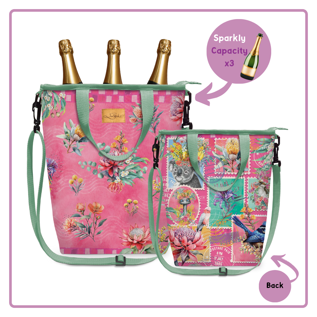 Lisa Pollock Insulated Cooler Bag Pretty Postage - CCB36 - Mooroolbark Wool