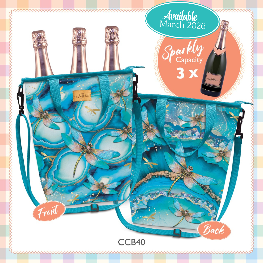 Lisa Pollock Insulated Cooler Bag Turquoise Dragonfly - CCB40 - Mooroolbark Wool
