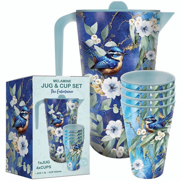 Lisa Pollock Jug & Cup Set - Cheeky Wrens MJC07 - Mooroolbark Wool
