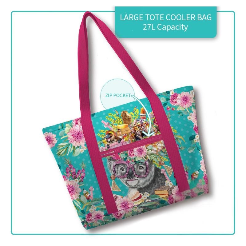 Lisa Pollock Large Tote Cooler Bag - Oz Foodie Koala - LTC03 - Mooroolbark Wool