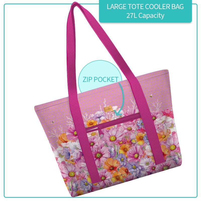 Lisa Pollock Large Tote Cooler Bag - Wistful Wildflowers - LTC10 - Mooroolbark Wool